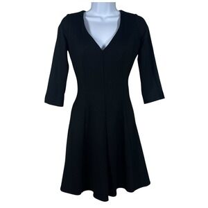 Amanda Uprichard LBD Mini Fit & Flare Dress Sz S Black Stretch Jersey V-Neck